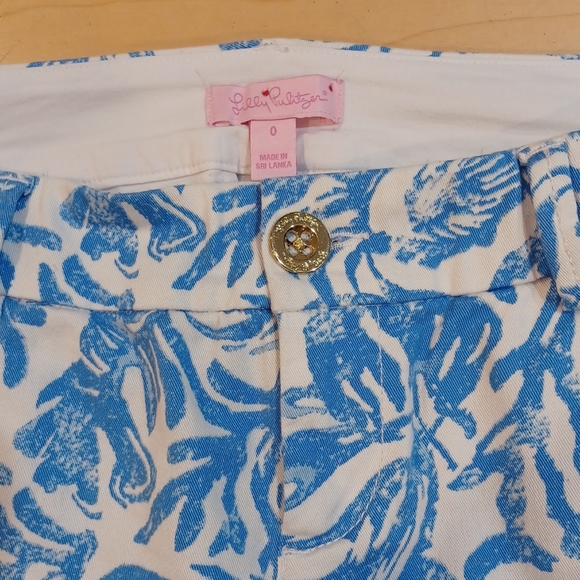 Lilly Pulitzer Sadie Stretch Crop Chino Pants Resort White Blue On A Roll - Picture 7 of 10